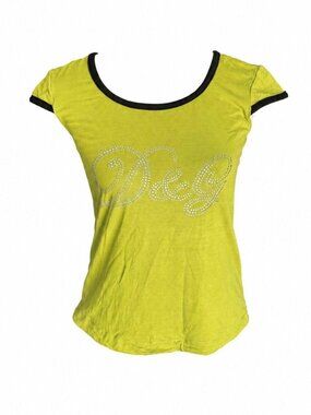 D&G vintage bright olive green t-shirt with rhinestones